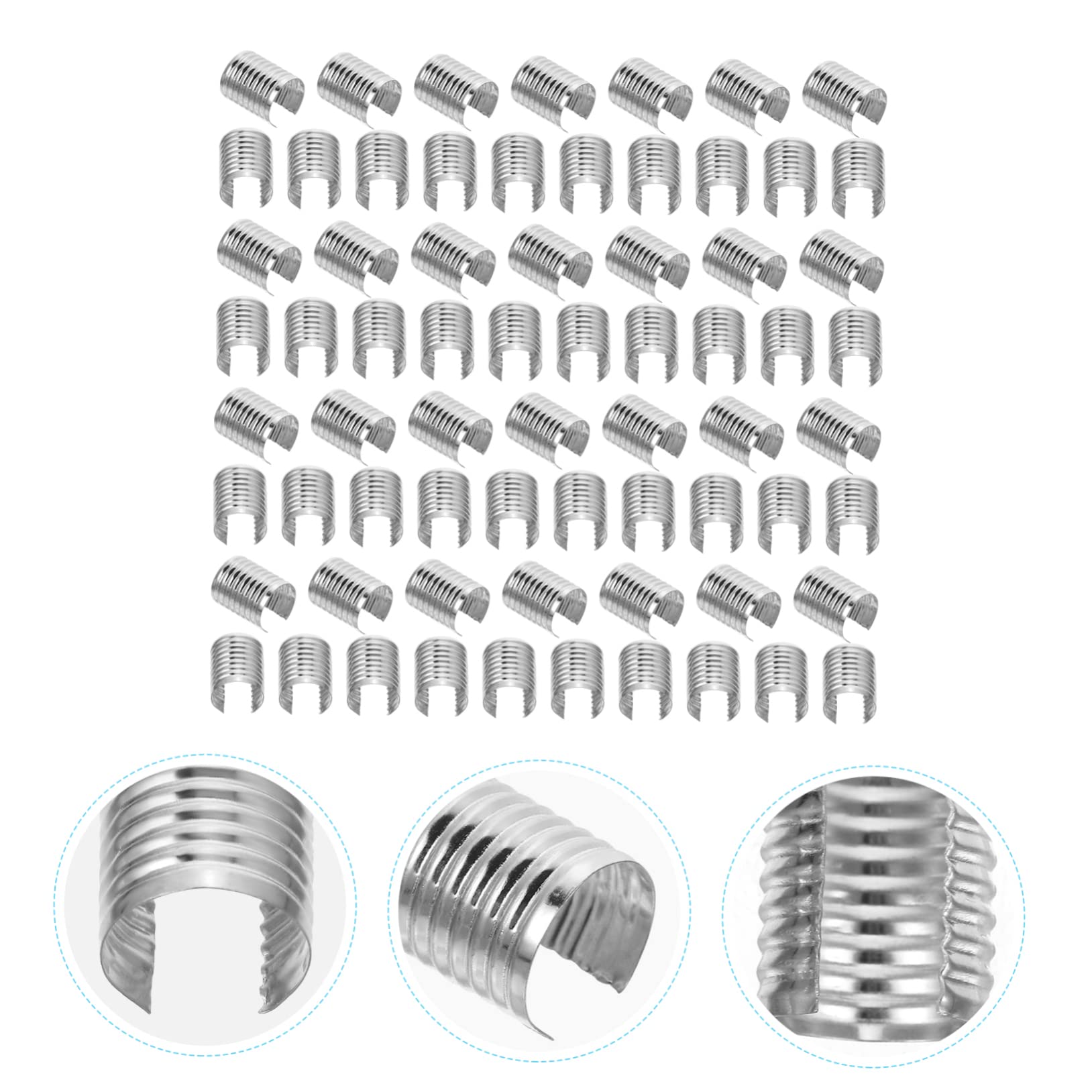 Veemoon 100Pcs Leather Cord Clips for Jewelry Making Cylindrical Crimping Fasteners for Crafts Suitable for Necklaces Bracelets and Keychains