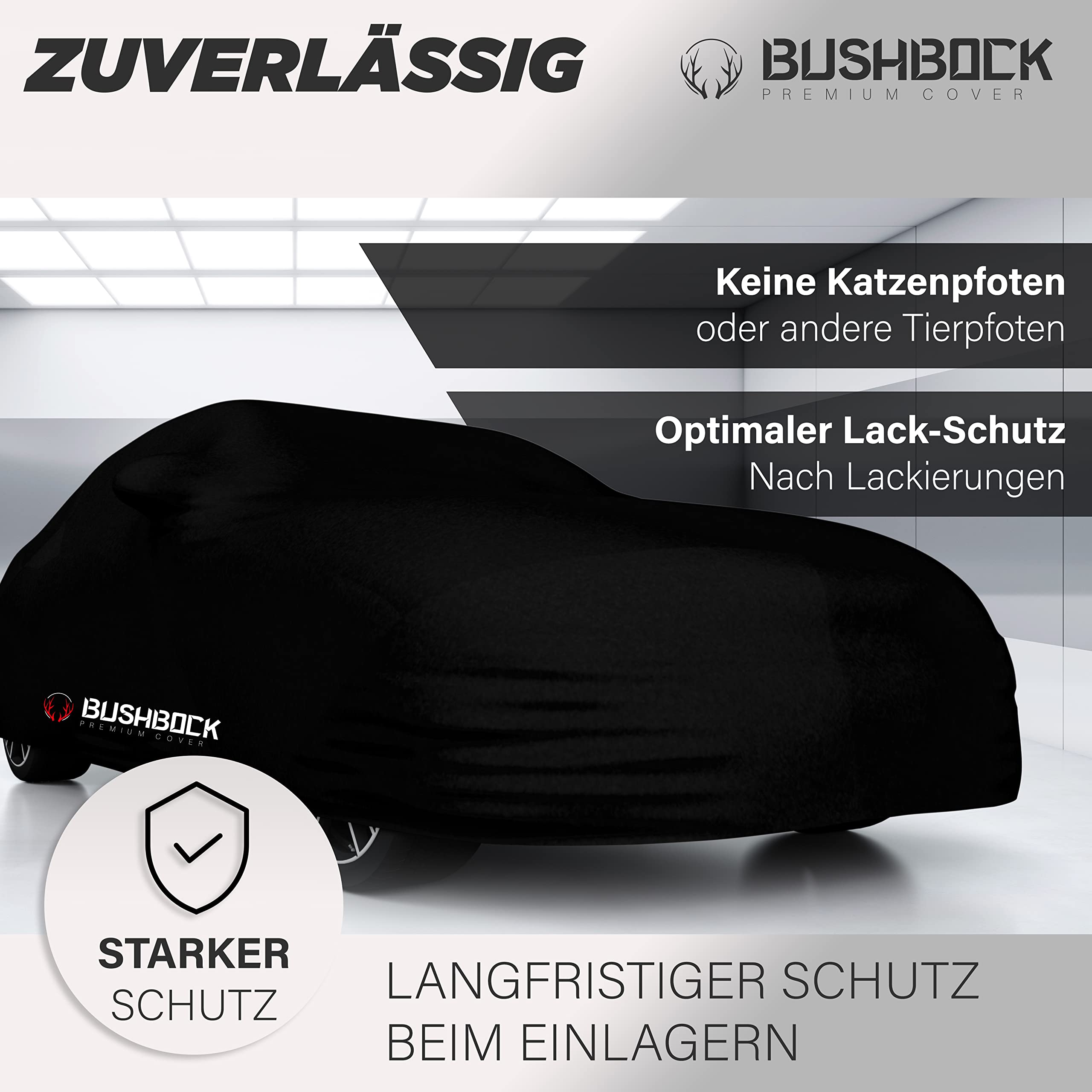 BUSHBOCK® Funda de protección Interior Satinada para Coche SUV (Negro, SUV-XL)