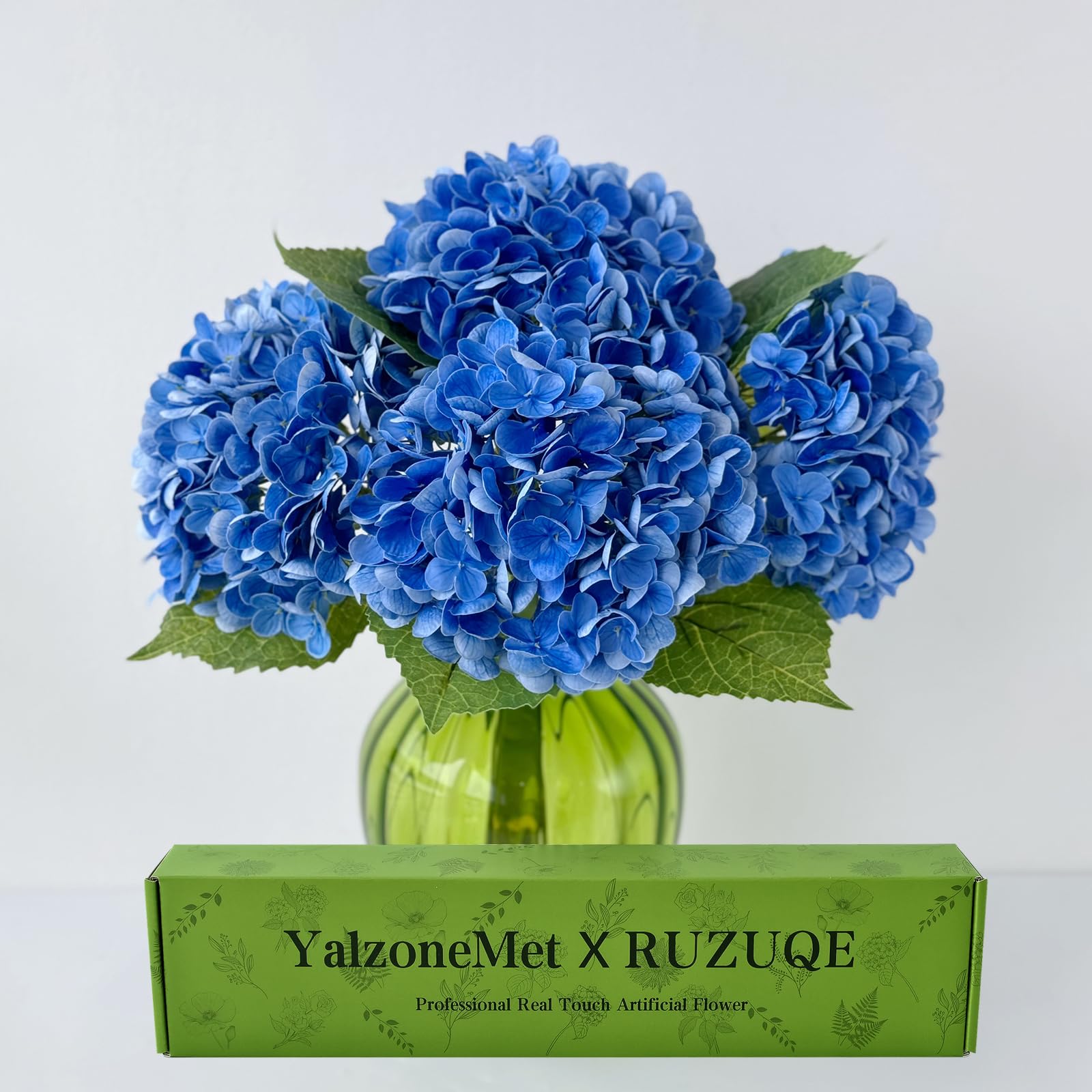 YalzoneMet Hydrangea Artificial Flowers 3 Pcs Natural Lifelike Latex Touch Faux Flower 21in Long Rod Deep Blue Hydrangea for Home Party Outdoor Wedding Gifts Christmas Decor Table Centerpiece — image 1