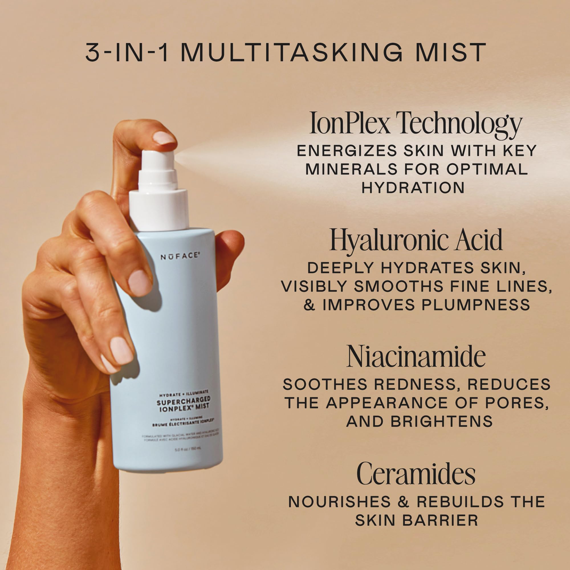 NuFACE Bruma Facial IonPlex sobrealimentada (5 onzas líquidas)