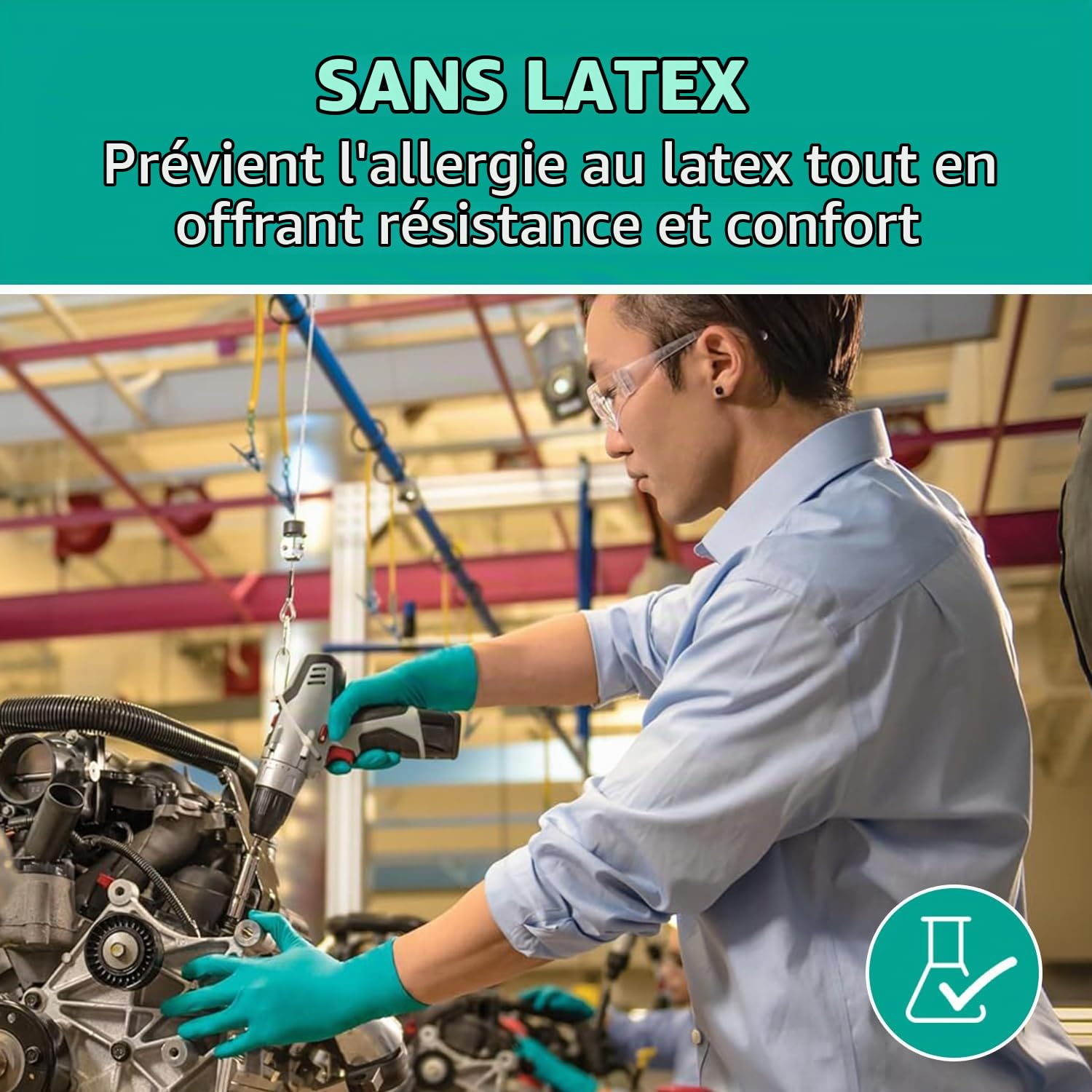 Ansell TouchNTuff 92-605 Gants Jetables en Nitrile, Non Poudrés, Haute Protection Chimique et Mécanique, Contact Alimentaire, Sécurité Industrielle, Sans Latex, Vert, Taille M (100 Gants)