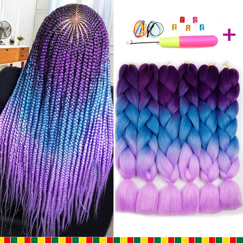 5 packs of Black blue pink ombré braiding hair NWT SEGO Ombre Jumbo Braiding Hair Extensions Colored Hair Weave  main image 2