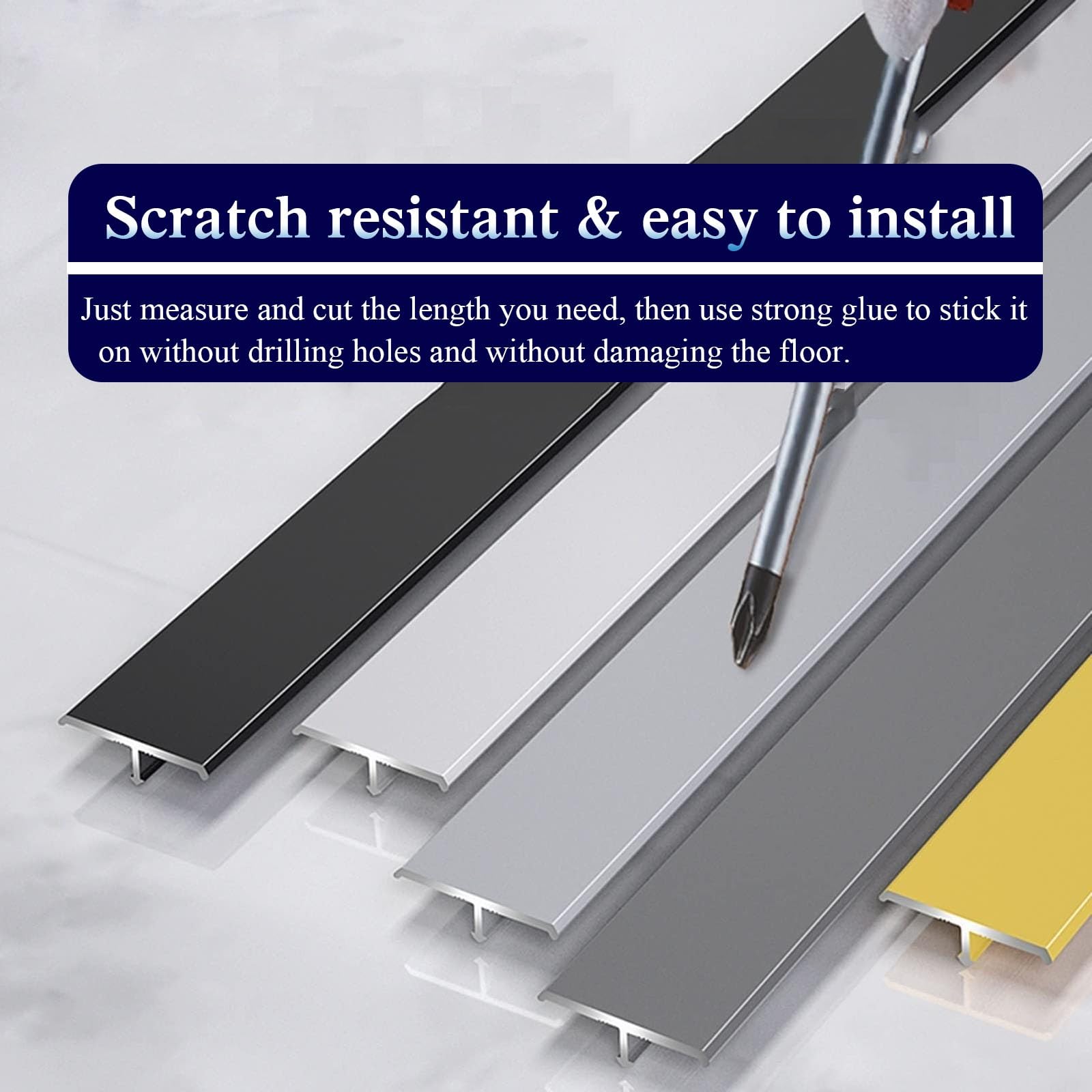 Lot De 3 Bandes De Transition De Sol En Aluminium Barre De Seuil En T, Comblent L'écart De Hauteur Entre 12 Et 18 Mm Pour Porte, Seuil, Transition Entre Carrelage Et Planches Stratifiées – Avec Base(C