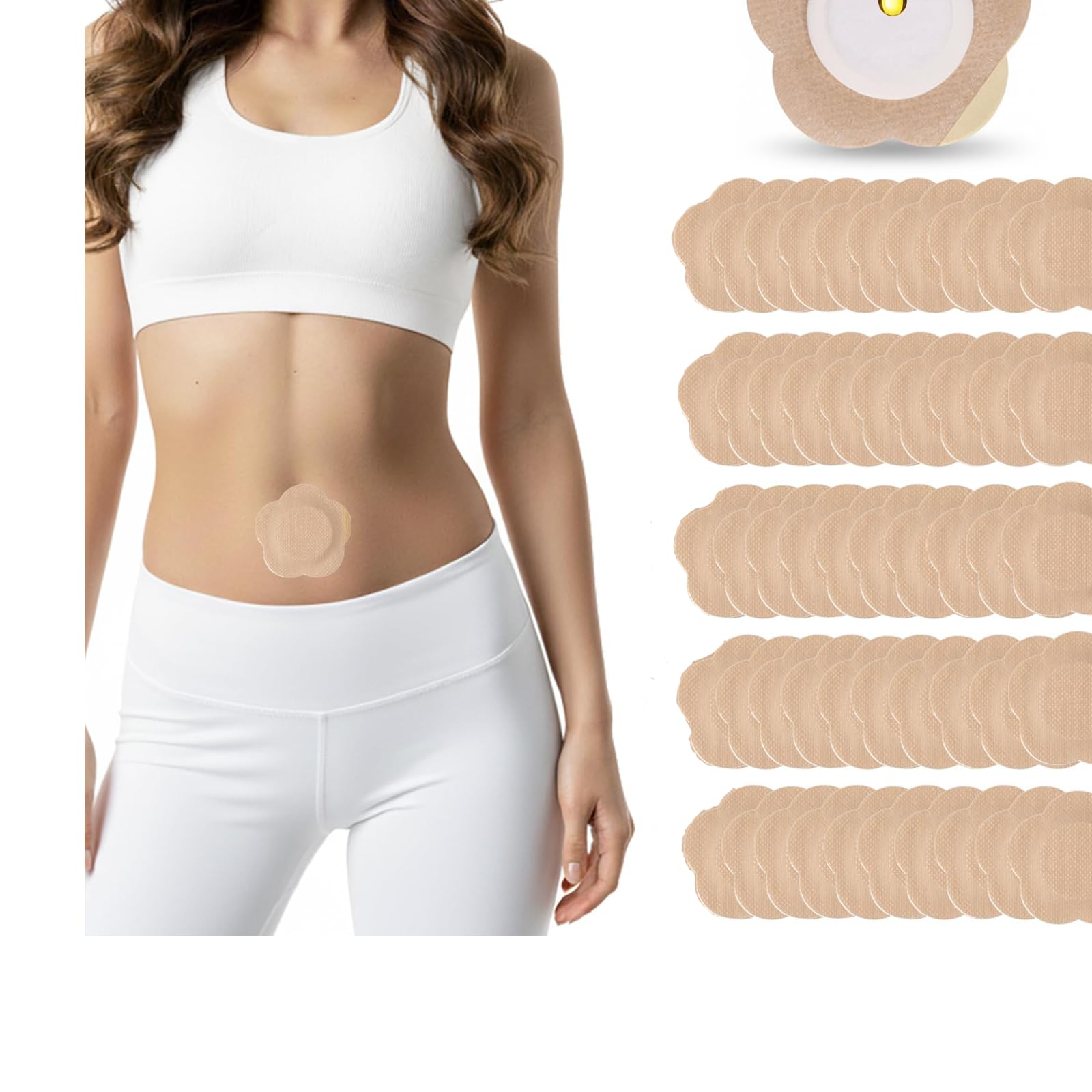 50-Piece Castor Oil Patches for Belly Button Patch, Navel Patch Plum Blossom Patches, Adhesive Stickers for Daily Decoration-image-19