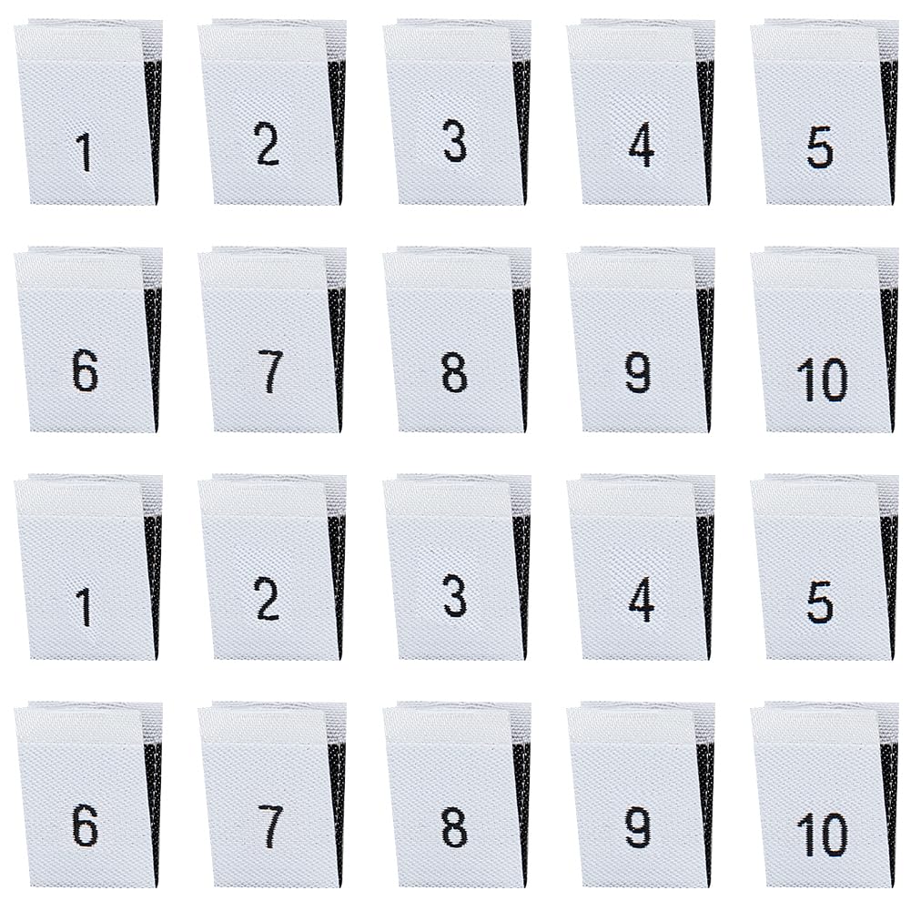 BENECREAT 400PCS 10 Styles Polyester Clothes Size Labels, White Clothing Garment Accessories Clothing Sewing Tags for Dresses, Jumpsuits, Shirts,