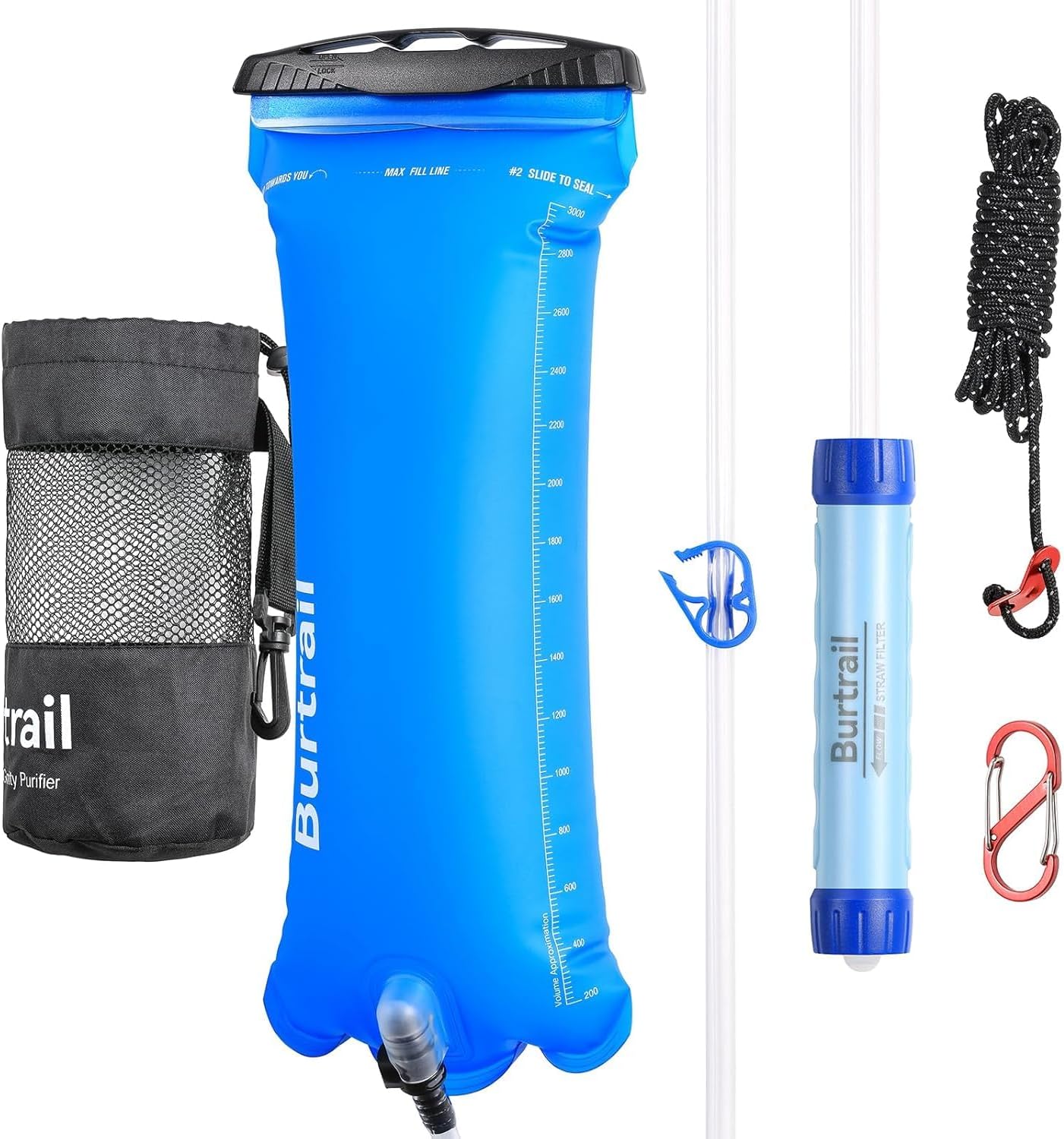 Gravity-Fed Water Filtration System, Portable Gravity Water Filter Camping, Hiking, Backpacking & Emergency Preparedness Water Purifier Survival, 0.01 Micron Water Filter Straw & 3L Bag