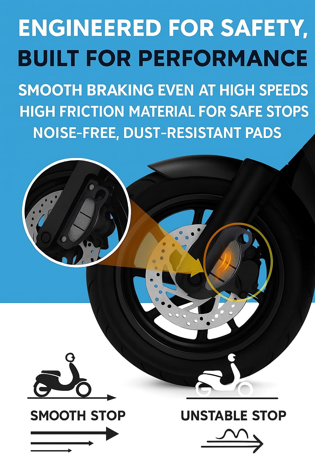 Viewlite Premium Combo Front & Rear Brake Disc Pad Compatible with Ola S1/S1 Pro – High-Performance, Durable & Precision Fit Scooter Accessories for Ultimate Comfort & Safety - Image 6 thumbnail
