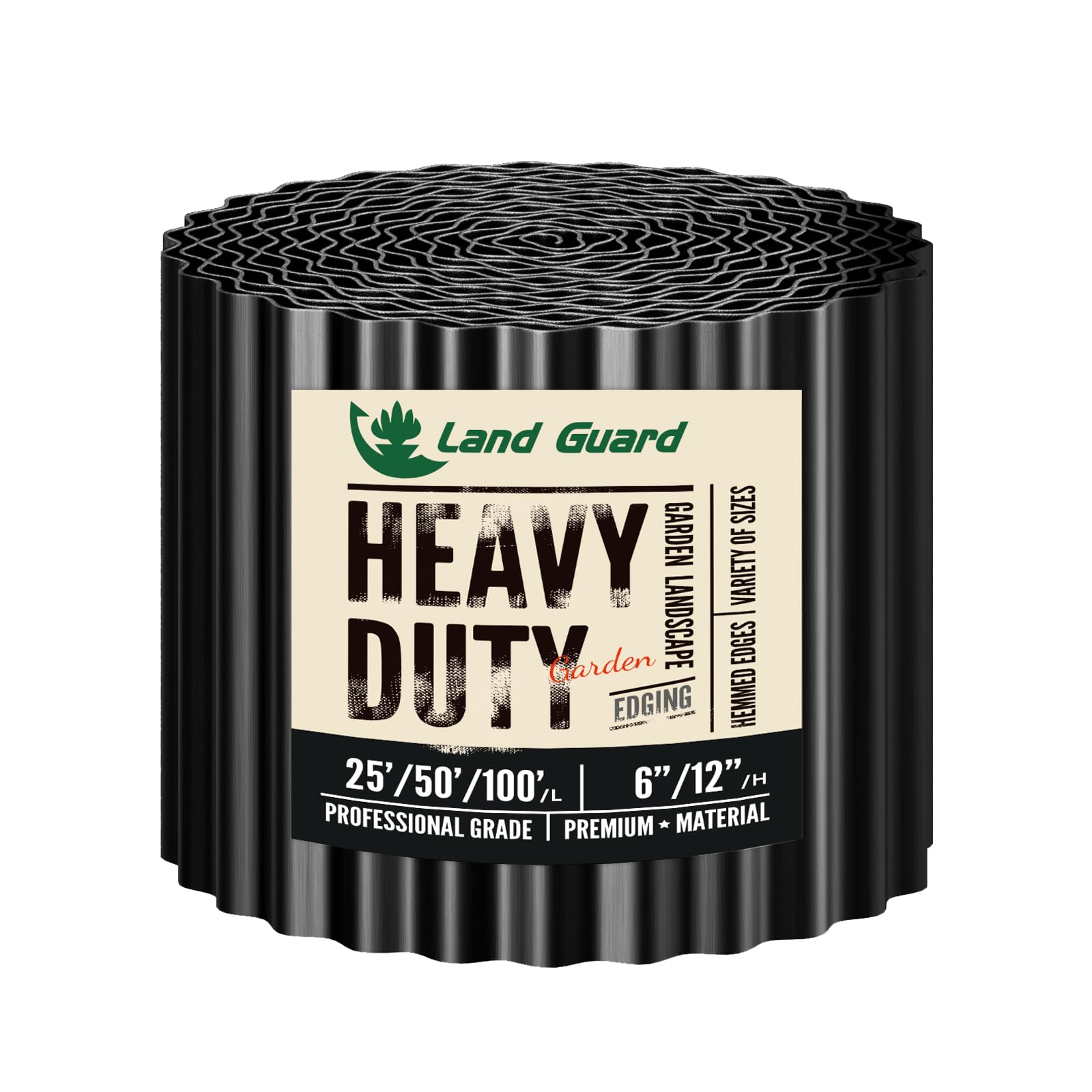 Land Guard Corrugated Garden Edging Border, 6" x 25' Landscape Paver Edging, Tall Landscape Edging, Fence for Garden, Flower Bed, Lawn and Landscape Edging (Glossy Black)