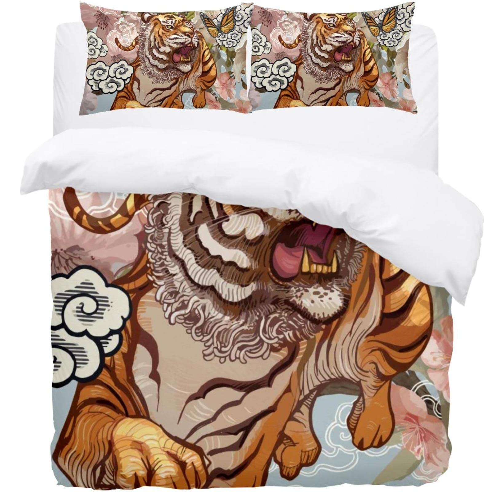 Housse de couette tigre pour lit double qui redonne du style à une chambre terne