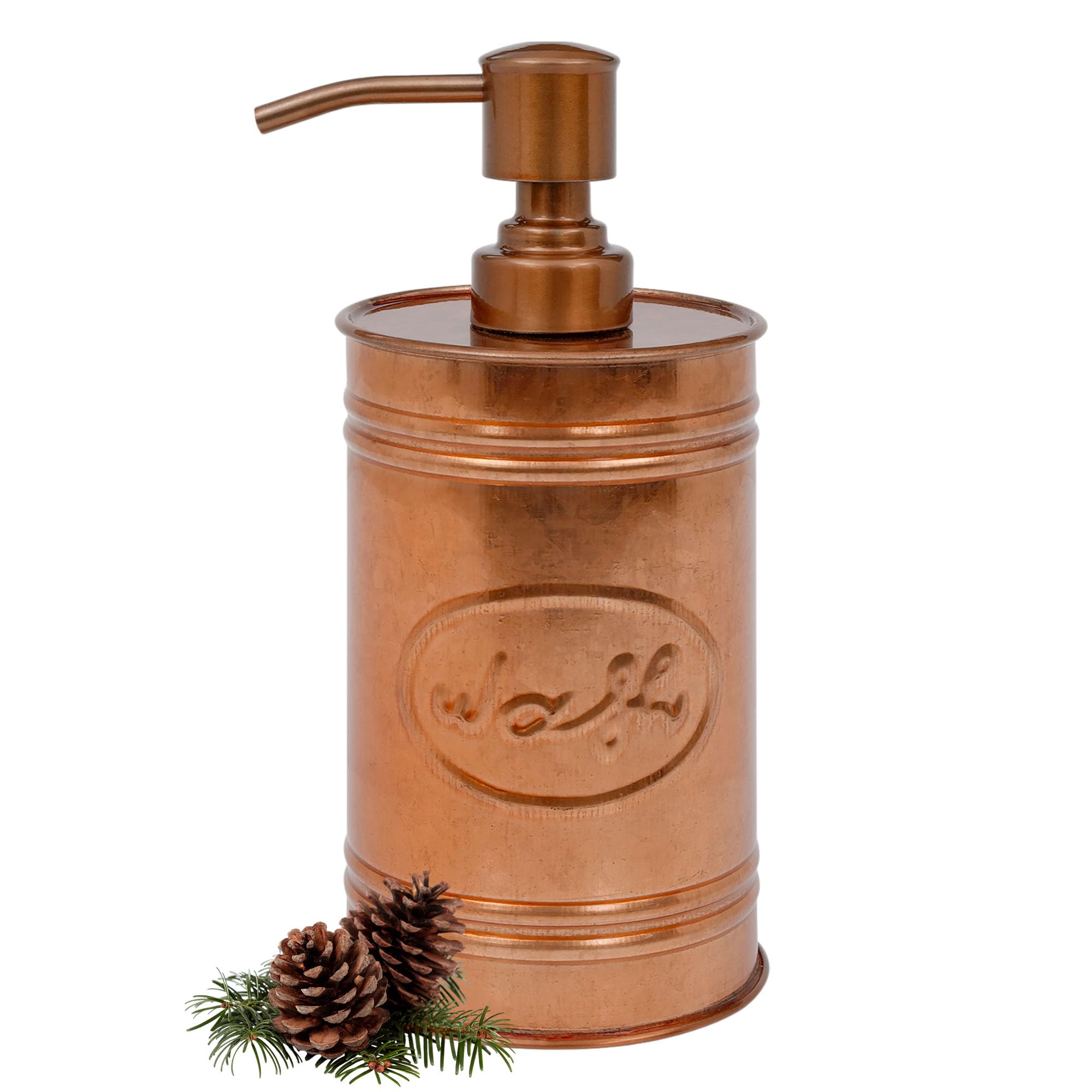 Autumn Alley Galvanized Farmhouse Soap Dispenser Kitchen - Liquid Soap Dispenser for Bathroom - Dispenser for Hand Wash, Sanitizer, Lotion, and Rustic Soap Dispenser Dish with Pump, 17.5 oz, Copper