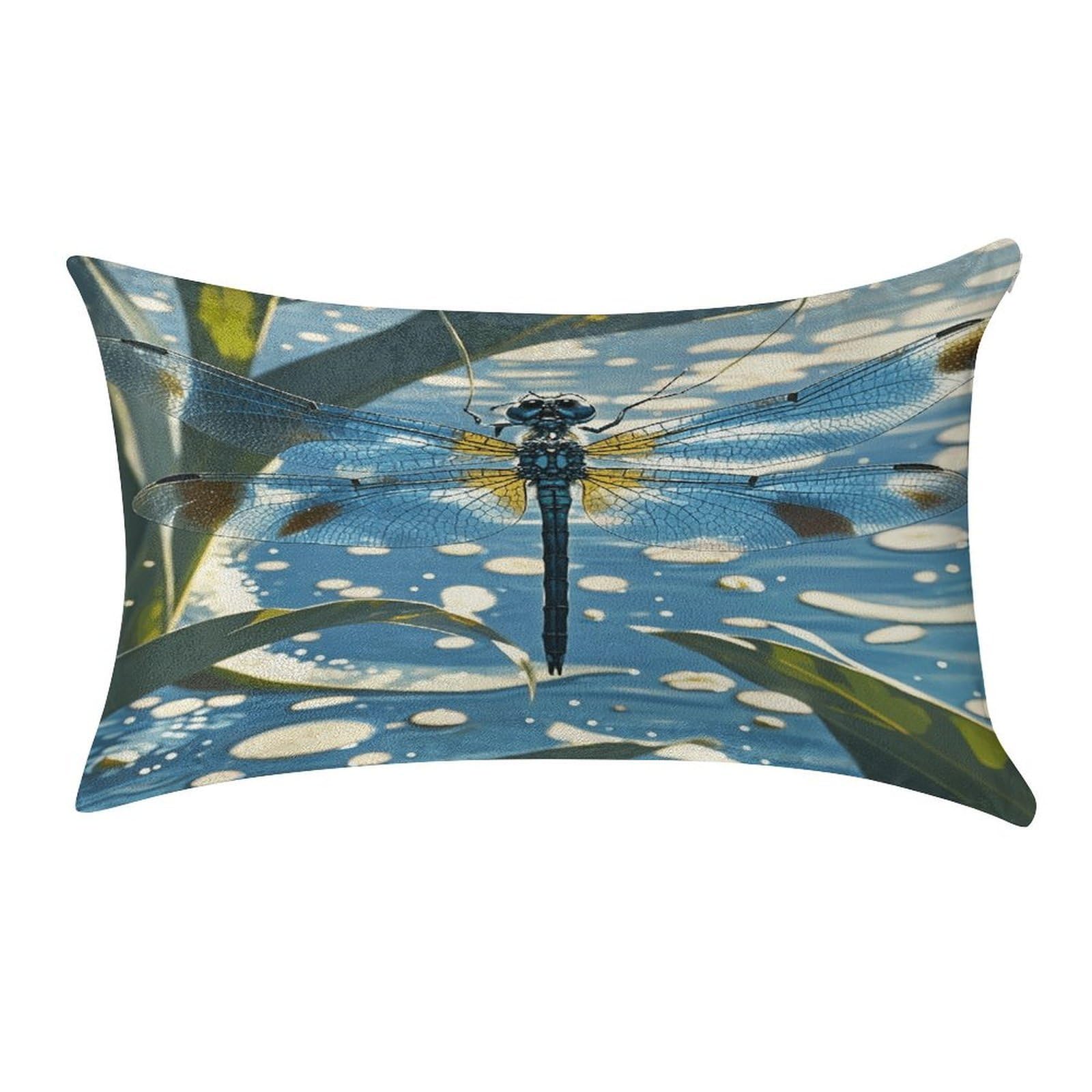 VstaDank Blue Dragonfly Pillow Covers Rectangular Cushion Case Cozy Decorative Throw Pillowcase Luxury Lumbar Pillow Shells with Zipper Soft Velvet Pillows Shams 12 X 20 in