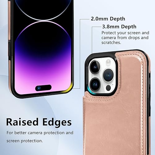 Miniatura 10 de TopPerfekt Funda magnética tipo cartera para iPhone 14 Pro Max de 6.7 pulgadas, compatible con MagSafe, carga inalámbrica, funda protectora de cuero