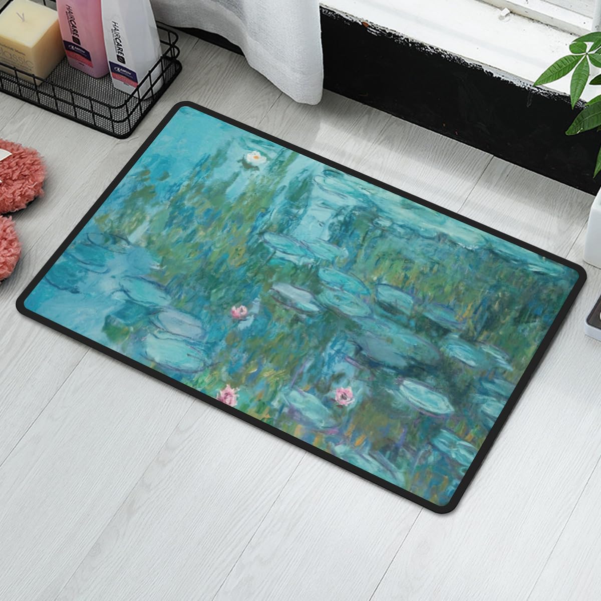 Amazon｜クロード・モネ 睡蓮 油絵風 玄関マット 廊下マット 台所 