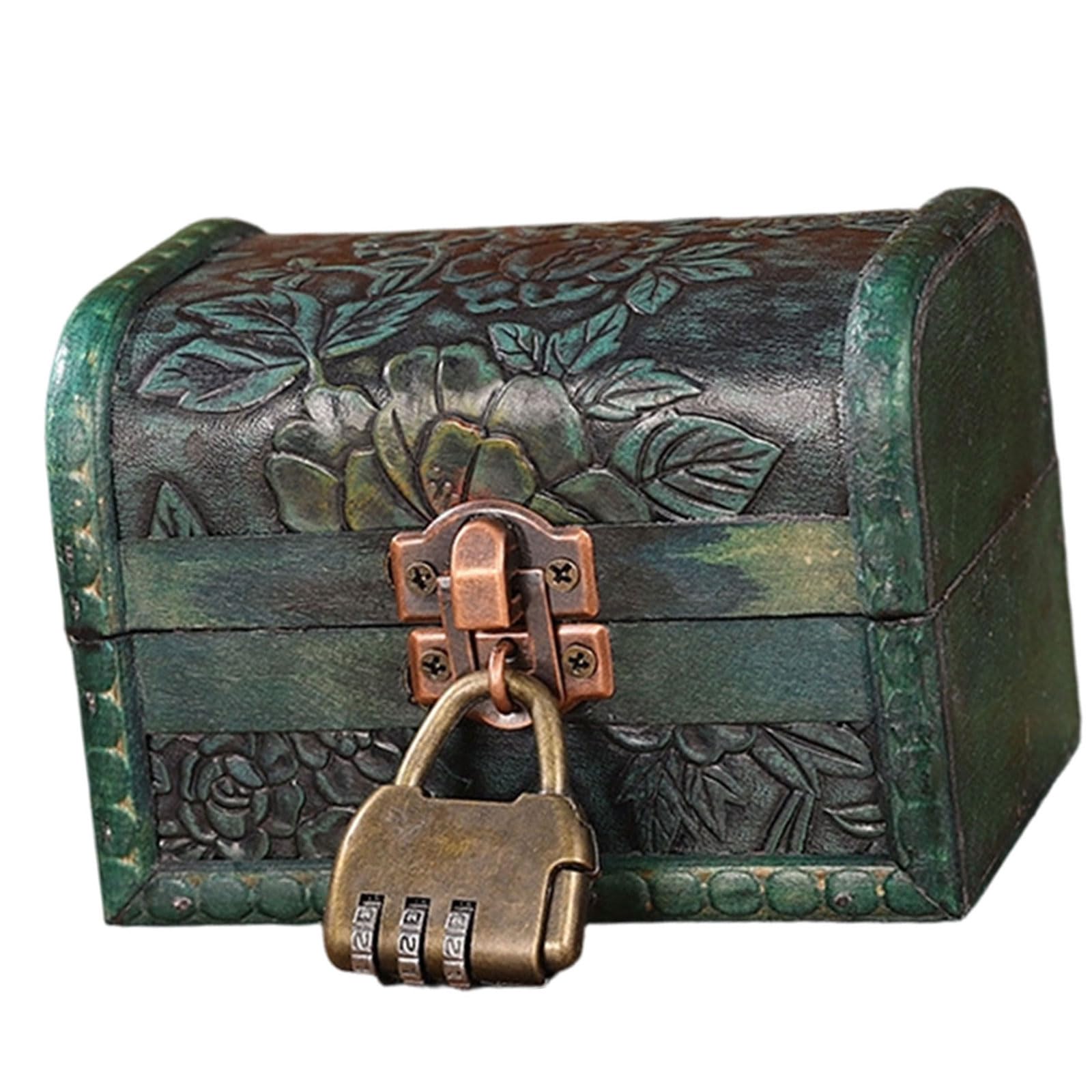 uikios Wood Jewelry Chest with Metal for Jewelry Storage and Rustics Home Decoration Accent Handcraft Wood Case