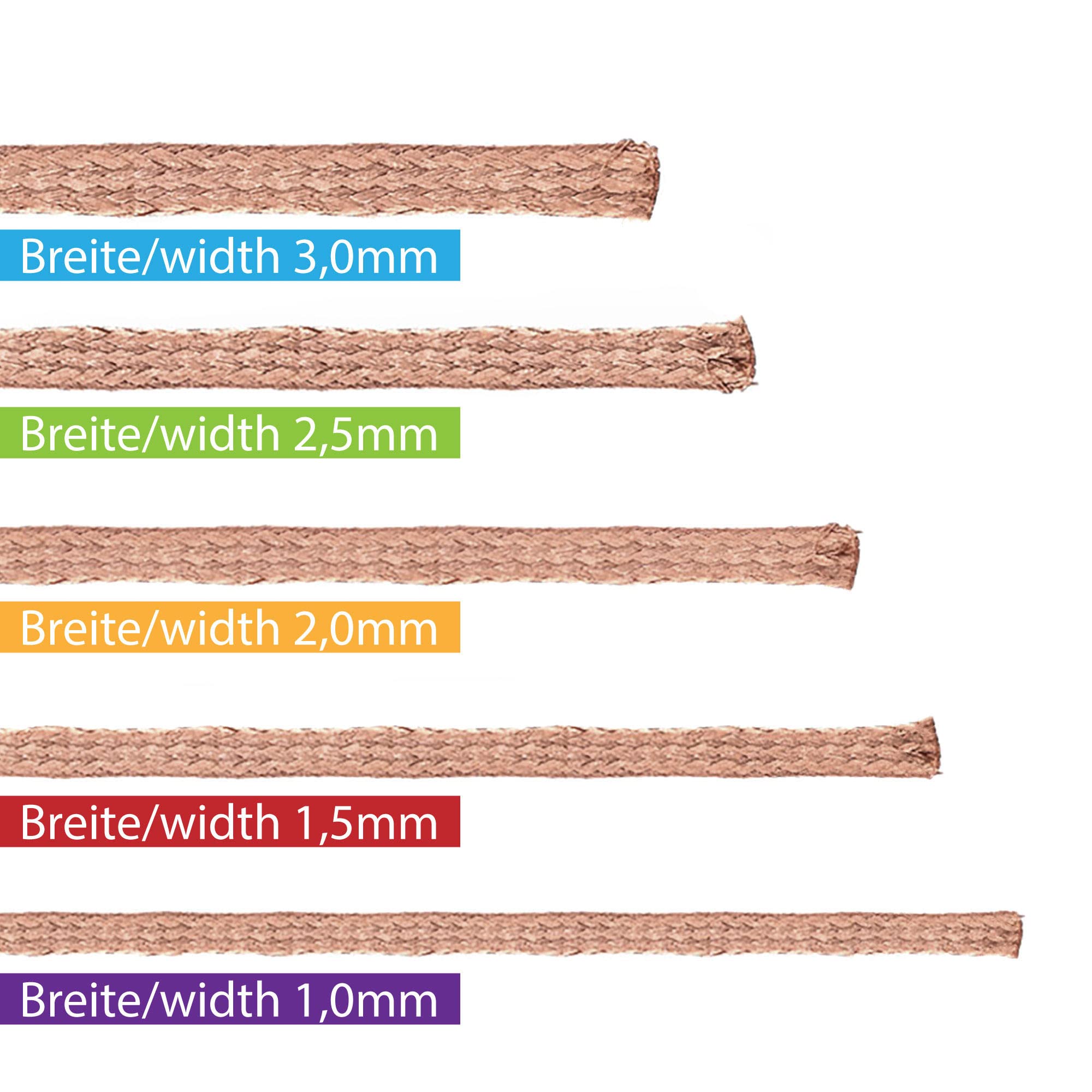SeKi Assortimento di 5 dimensioni di 1,0 – 3,0 mm ciascuno lungo 1,5 metri; aspirazione dissaldante – Alta potenza di aspirazione