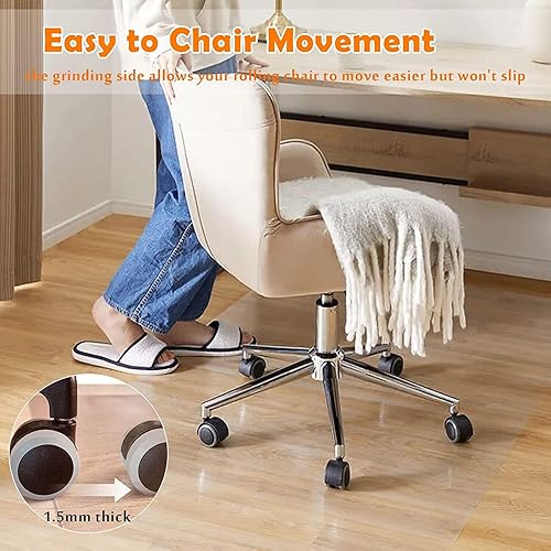 Miniatura 3 de ZIJINJIAJU Tapete para silla de oficina, 32 x 40 pulgadas, tapete de protección de suelo de madera dura para oficina y hogar, tapete de plástico