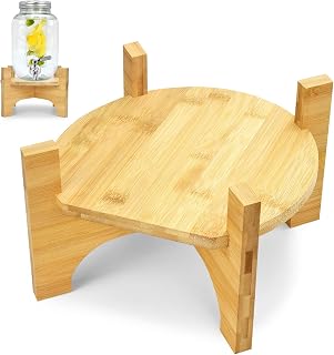 Drink Dispenser,Water Dispenser And Beverage Dispenser Stand(Natural Bamboo).Fit Max 8.66 Inch Glass Drink Dispenser,Water Jugs,Glass Water Pitcher.Ideal for Home, Parties, and Catering Events.