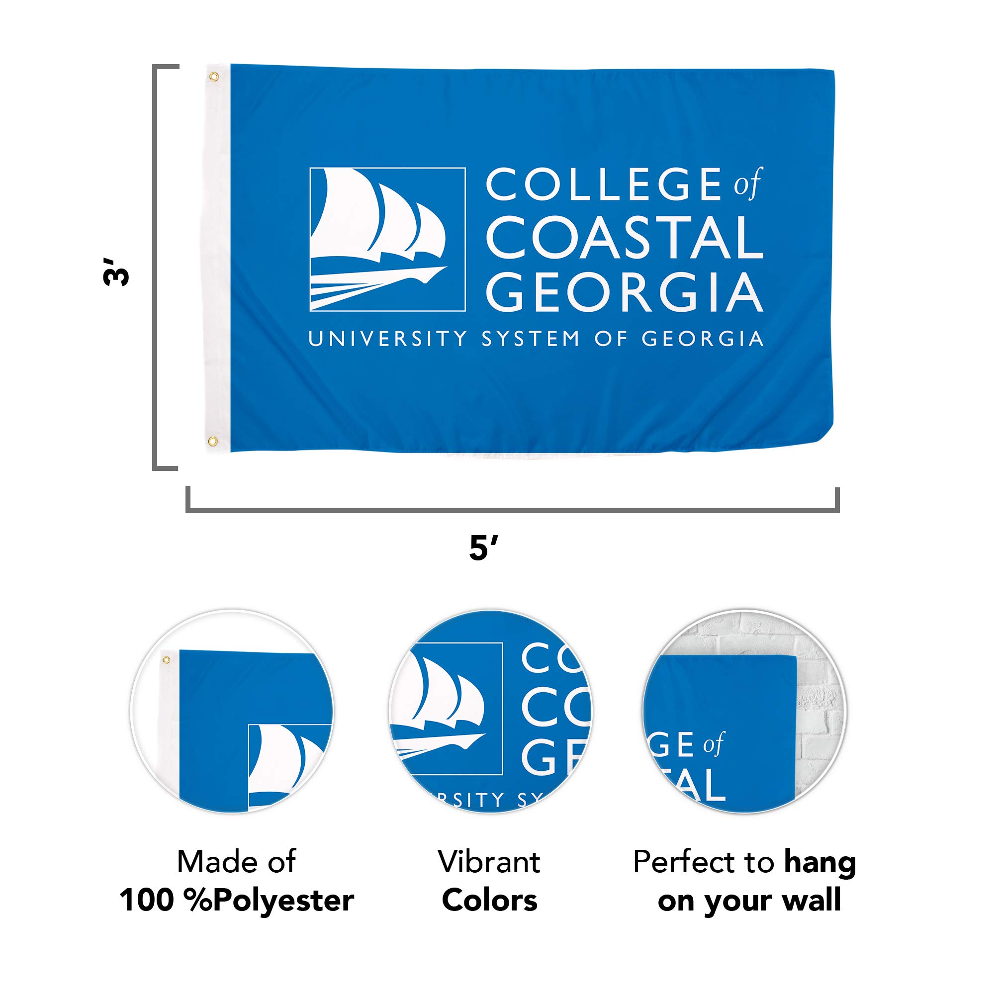 Amazon.com : College of Coastal Georgia Flag Mariners CCGA Flags Banners  100% Polyester Indoor Outdoor 3x5 (Style 1) : Sports & Outdoors