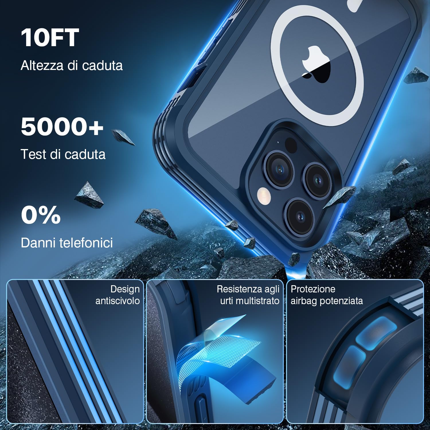 CENHUFO Cover Magnetica iPhone 15 Pro, [Compatibile con Magsafe] Integrata [9H HD] Vetro Temperato Schermo e Protezione Fotocamera, Custodia Antiurto 360 Gradi Fronte Retro Doppia Faccia Case -Nero