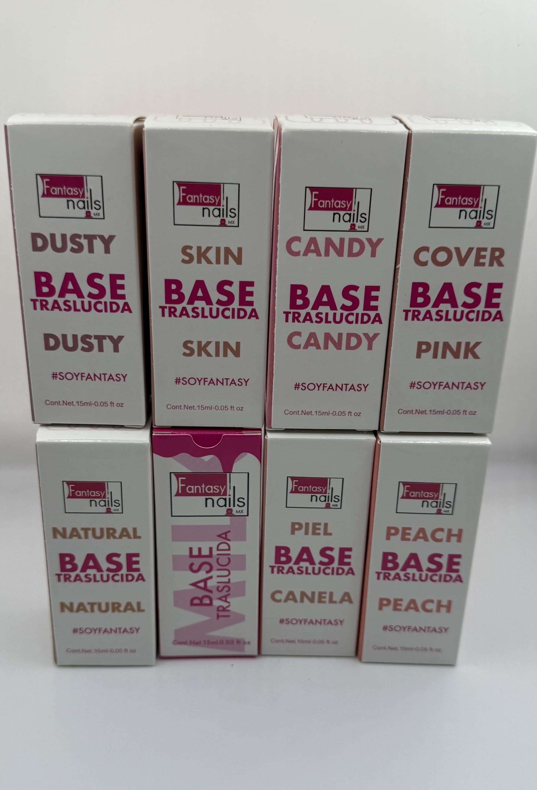 Fantasy Nails Translucent Base Collection Set 8 Shades Dusty Skin Candy Pink Natural Piel Canela Peach Milk 0