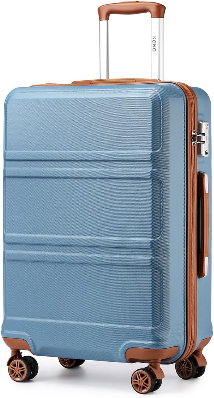 Kono 20'' Carry on Luggage Lightweight with Spinner Wheel TSA Lock Hardside Luggage Airline Approved Carry on Suitcase Apricot Blue Carry-On 20-Inch Apricot Blue