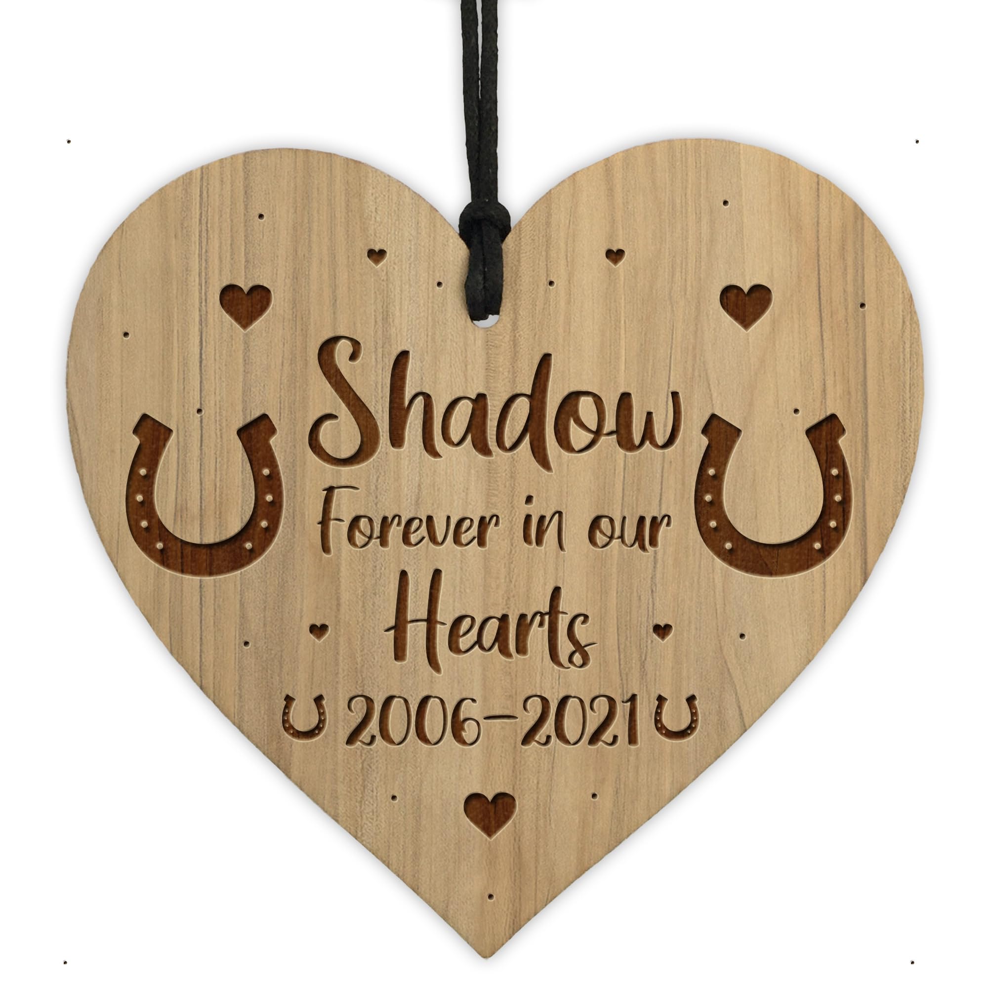 Red Ocean Personalised Memorial Plaque For Horse Pony Engraved Wood Heart Memorial Sign Horse Gift