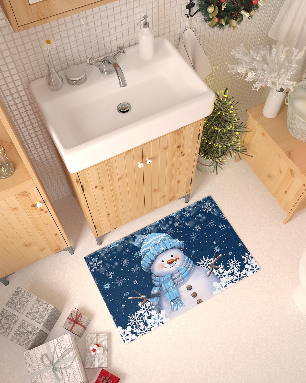 Amazon.com: Blue Christmas Snowman Front Door Mat Indoor