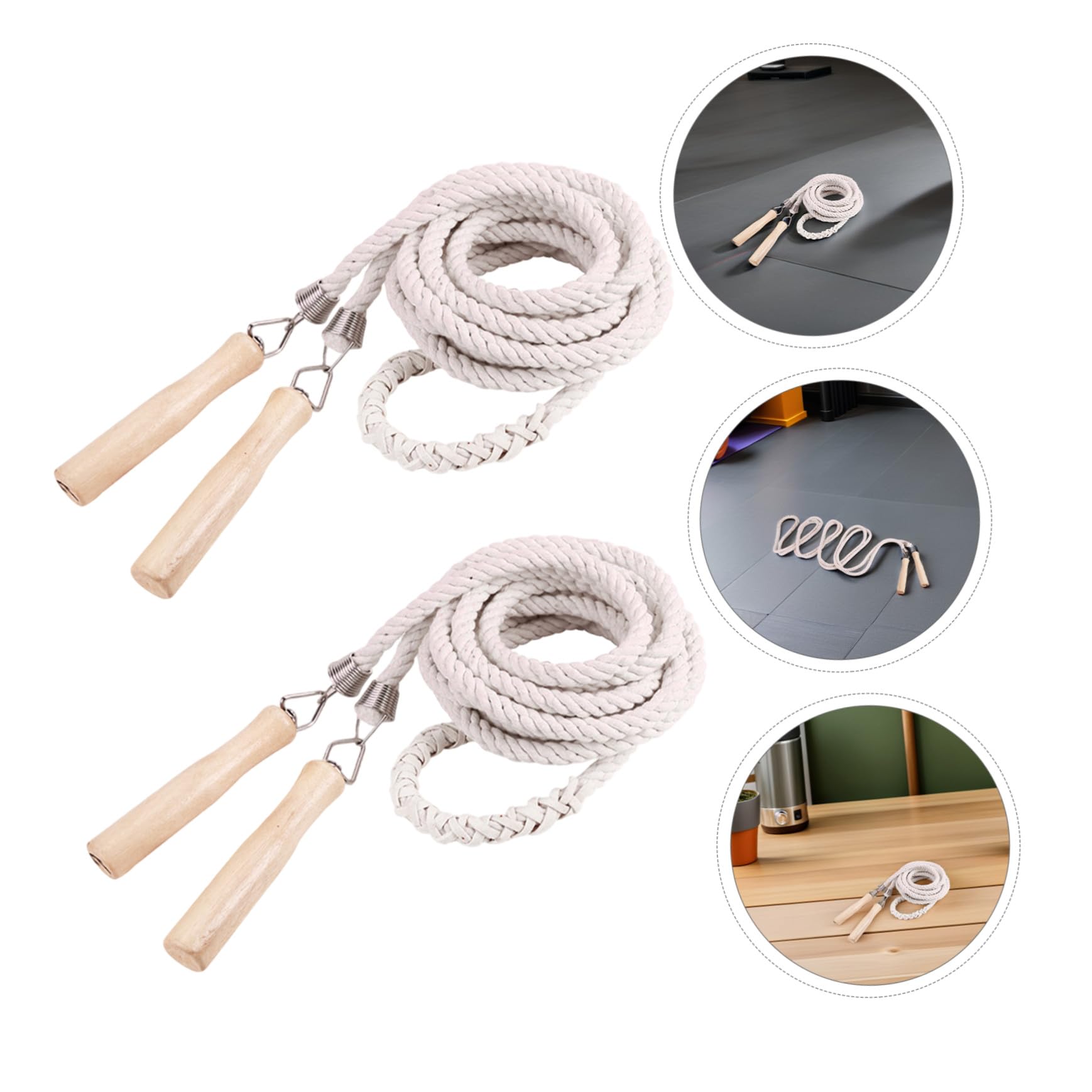 iplusmile 2 Pezzi Corda per Saltare Lunga in Cotone con Manico in Legno Corda da Salto Doppia per Gruppi per Giochi di Gruppo all Aperto e Attività Sportive Scolastiche