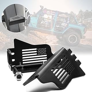 NEW UPGRADE-Foot Pegs US Flag Front Doorless Rest Pedal Kick Panel Black Steel Fits For Jeep Wrangler Accessories JK JKU JL JLU TJ 2007-2023 (2 PCS)