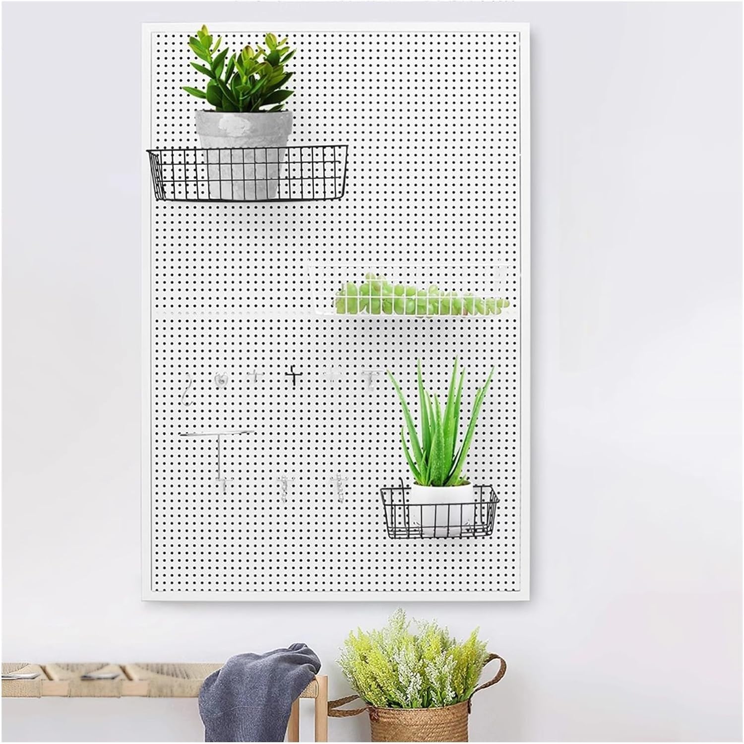 Wall Mounted Storage Pegboard,Pegboard Panels,Pegboard Wall Mount, Metal Peg Board Tool Organization Panels, Shed Modular Peg Board OrganizerBoard Kit, Craft Organizer Storage Kit for Garage