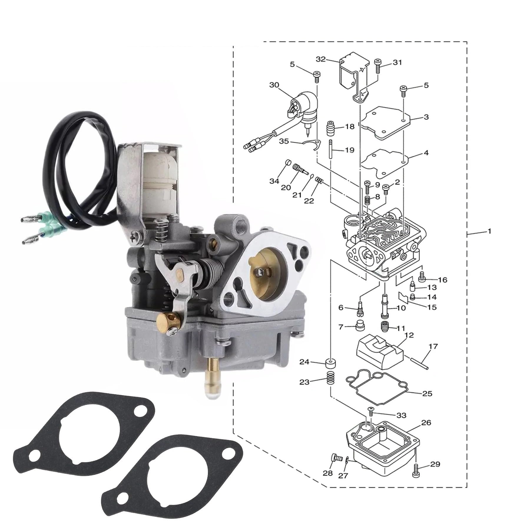 Carburador Carb 6AH-14301-00 Gruppo Carburatore Con Guarnizione 6AH-13646-00 Per F 15 20 HP 4 Tempi Per Motore Fuoribordo 6AH-14301-A1 6AH-14301-02 Motori Carburatore