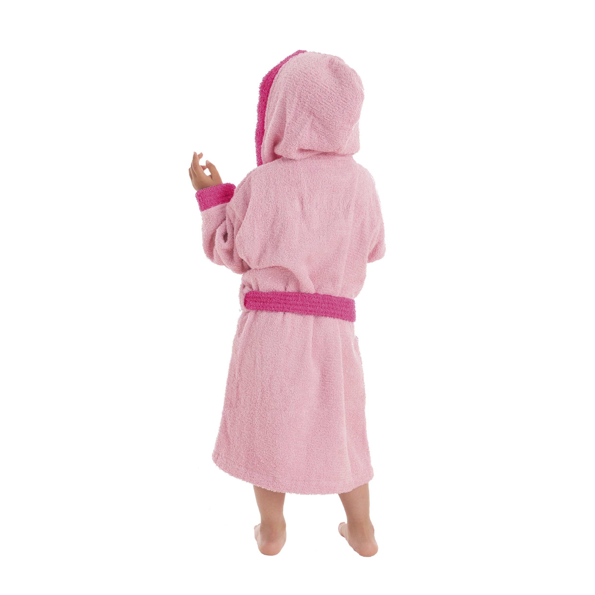 LEBENGOOD - Albornoz Niñas, Algodón, 100% Algodón OEKO-TEX®, 2 Bolsillos, Cinturón, Capucha, Albornoz Felpa suave con bordados para niñas, Albornoz Infantil