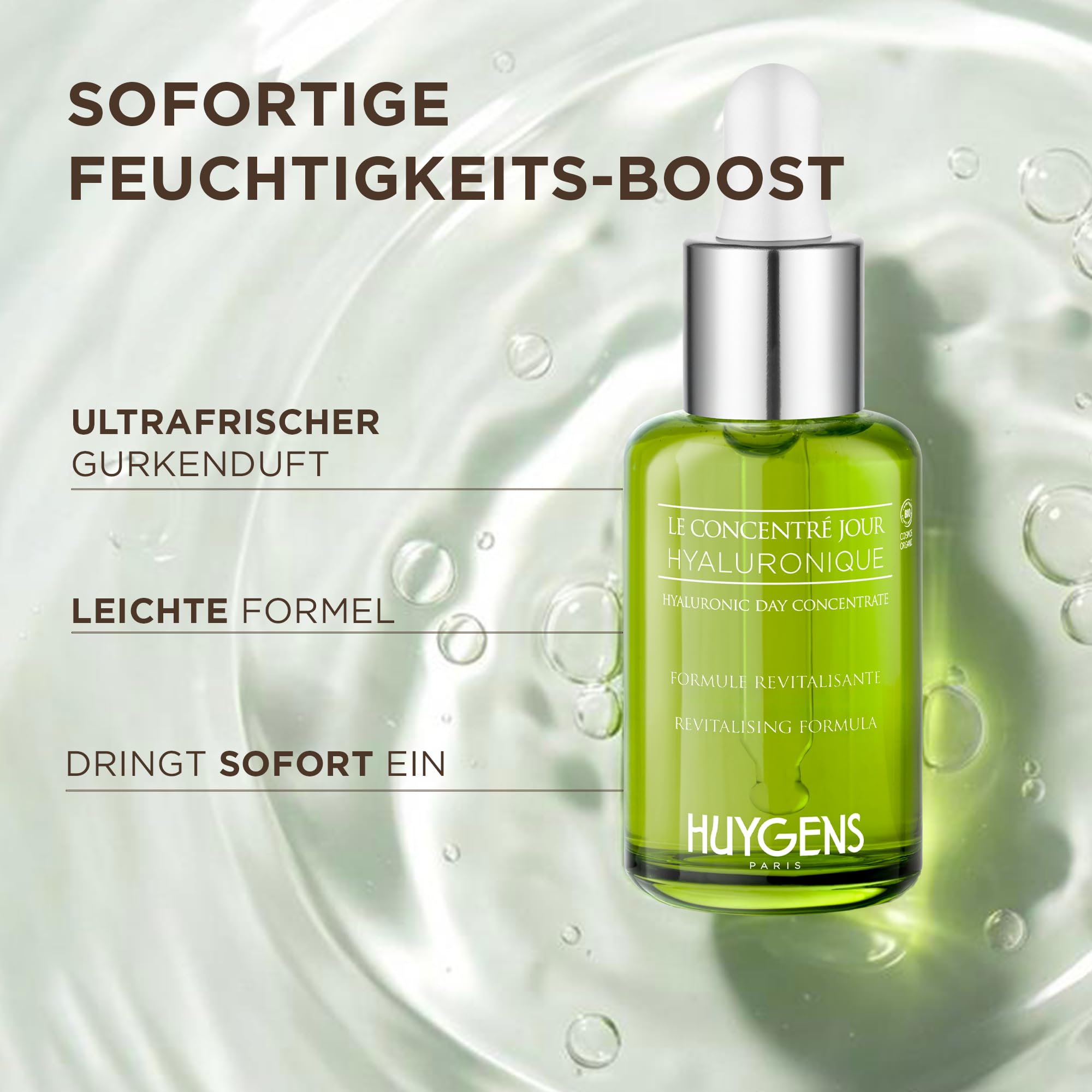 HUYGENS Morning Duo -Gel Nettoyant Visage Revitalisant Concombre & Sérum Acide Hyaluronique Visage