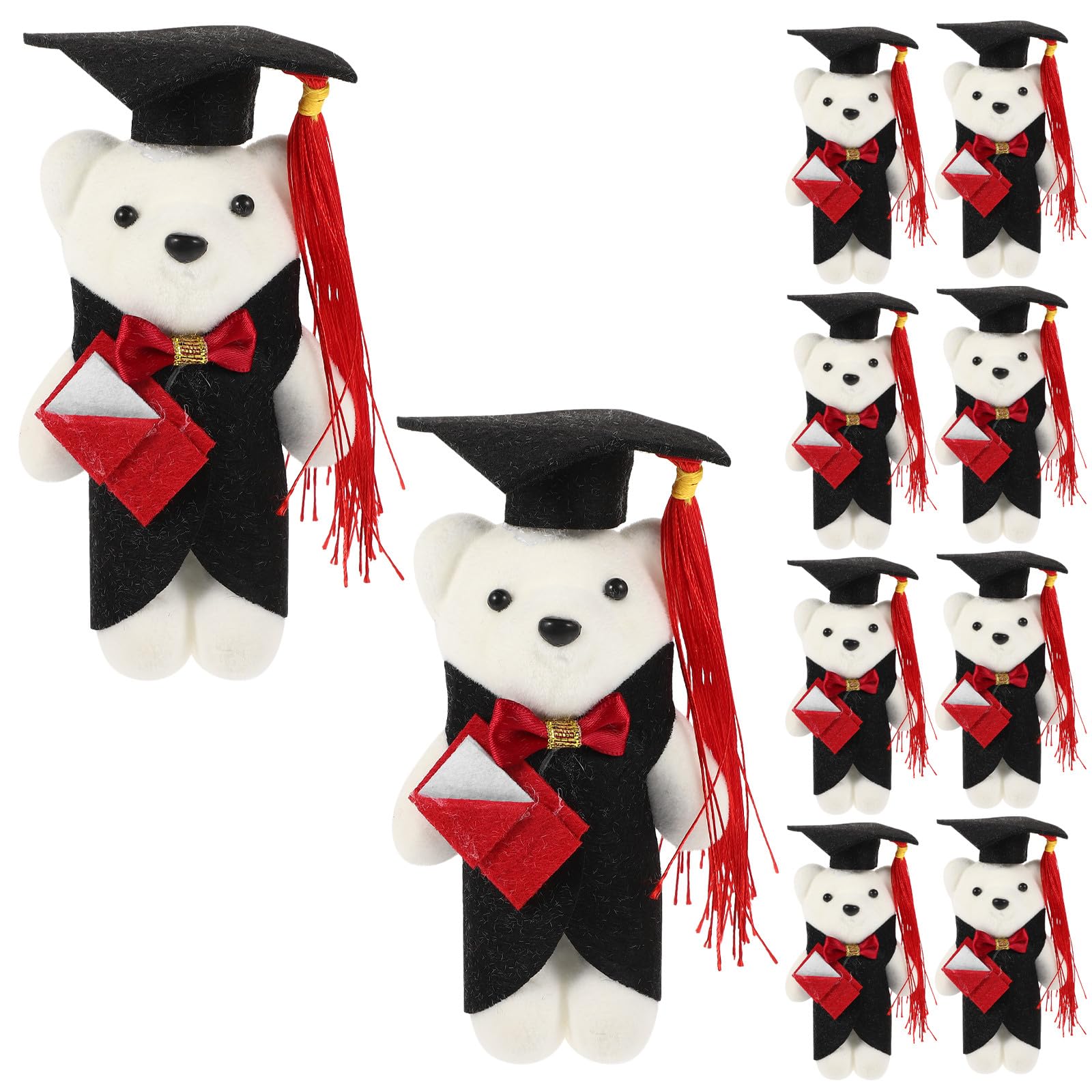 TOYANDONA 10pcs Mini Graduation Bear - Mini Stuffed Bears Plush Toys with Graduation Caps, Party Favors for Kindergarten, Elementary High School Celebration