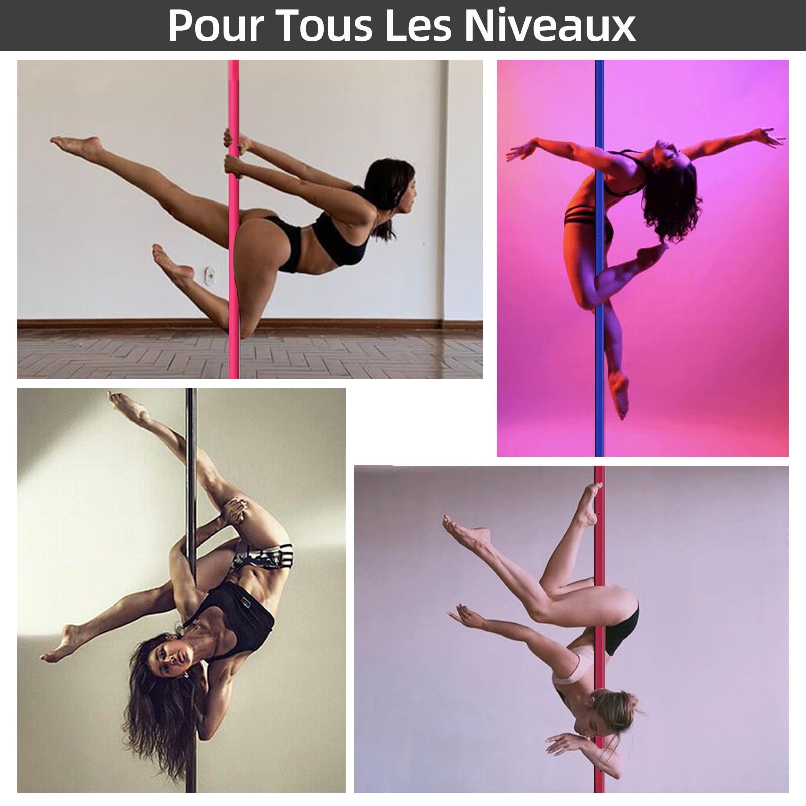 PRIOR FITNESS Barre de Pole Dance 45 mm certifiée CE pour la Maison