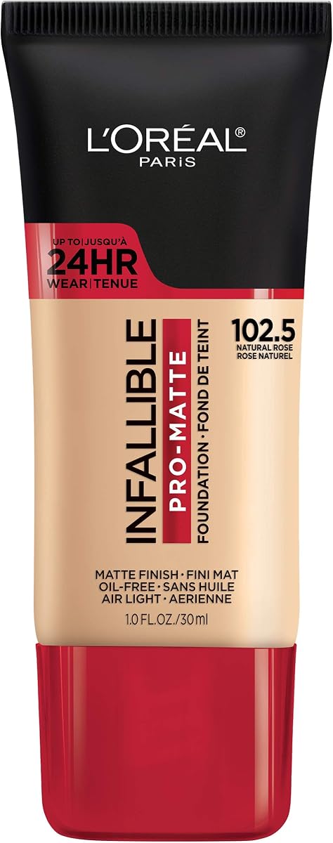 L'Oreal Paris Cosmetics Makeup Infallible Pro-Matte Liquid Longwear Foundation, Natural Rose, 1 fl oz