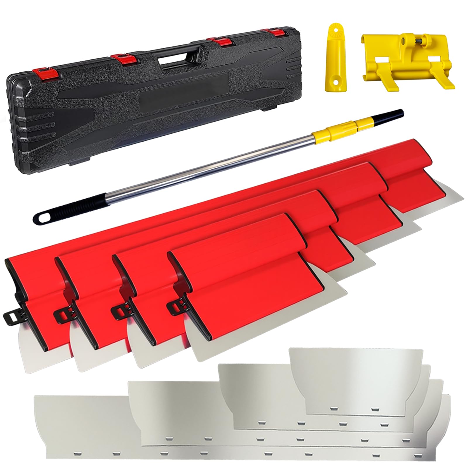 Juego de espátulas de acero inoxidable, 0,38 mm y 0,5 mm de grosor, 80 cm / 60 cm / 40 cm / 25 cm, para grandes áreas de trabajo, decoración de pared y construcción