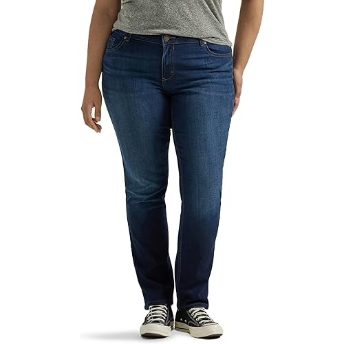 Lee Women's Plus Size Legendary Mid Rise Straight Leg Jean