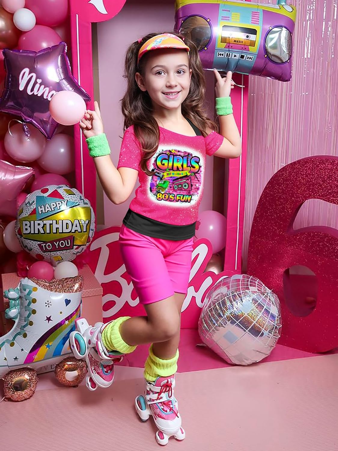 80s Outfit for Girls The Shoulder Tshirts 90s Party Themed Costume image 5