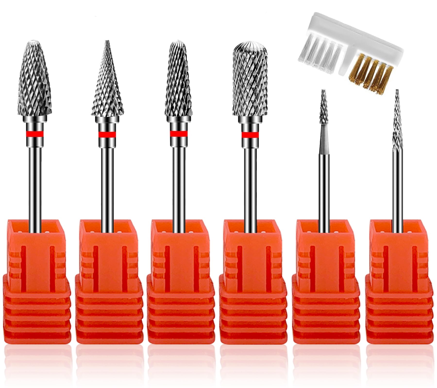 7 Piezas Fresas Torno para Uñas,Brocas para Uñas 3/32'' Carburo de Tungsteno,Uñas Arte Herramientas para Eliminación de Gel Acrílico Cutícula (Estilo 2)