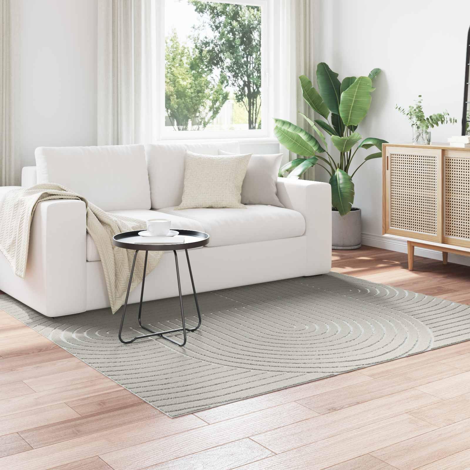 Tapis Palmeras - Vert - 120 x 120 cm - En polyester - Lavable - Antidérapant - Facile d'entretien - Pour salon, couloir, balcon, terrasse, avec protection du sol et chauffage au sol