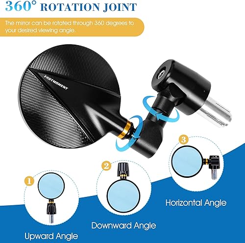 Miniatura 3 de Espejos de motocicleta para manillar, espejos de extremo de barra con corte CNC, espejos universales de motocicleta compatibles con la mayoría de