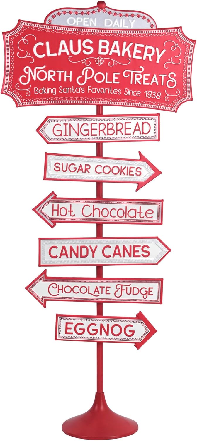 BIG FORTUNE North Pole Sign Christmas Decorations Yard North Pole Sign Yard Sign Stakes Metal Xmas Holiday Winter Decorations Outdoor Christmas Home Decor Lawn Decorations Red