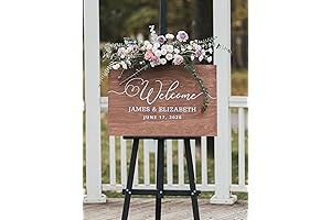Rustic Boho Wedding Welcome Sign with Easel