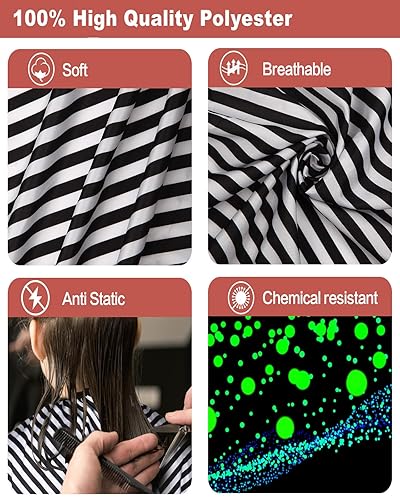 Miniatura 3 de Capa profesional de corte de pelo con cepillo para el cuello, capa de peluquería de gran tamaño para hombres, mujeres y niños, Blanco, negro (White