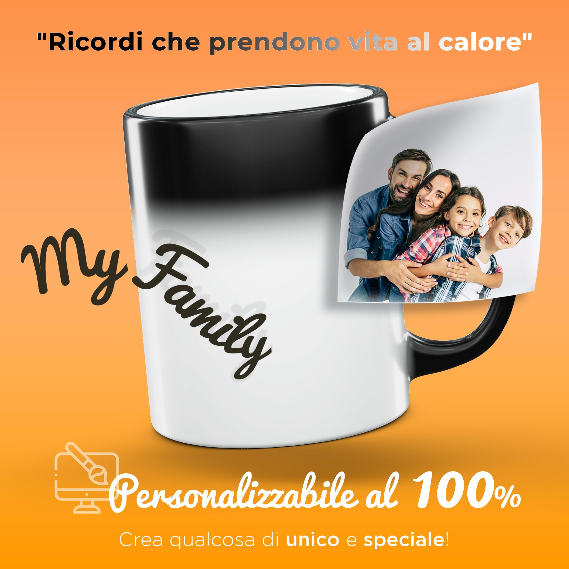 AL PRODUCTION Tazza Magica Personalizzata con Foto, Testo e Logo - Mug in Ceramica con Stampa Personalizzabile per Colazione - Idea Regalo Uomo e Donna per Amici e Familiari - Made in Italy
