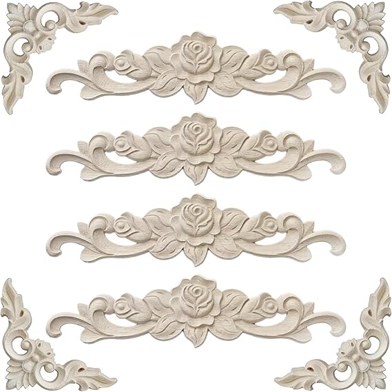 DUANSIYU Holzornamente - Eichenholz Applikationen Für Möbel 20cm