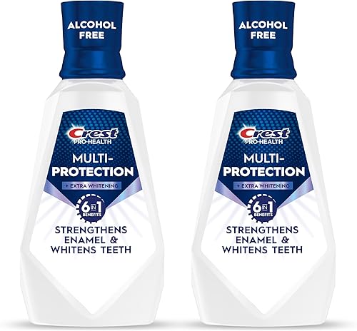 Crest Pro-Health Mouthwash, Teeth Whitening for Adults, 6 in 1 Benefits, Breath Freshener, 946mL, 2 Pack, Alcohol Free Mouth Rinse, Anti Cavity, Enamel Repair, Bad Breath Treatment, Mint Flavor