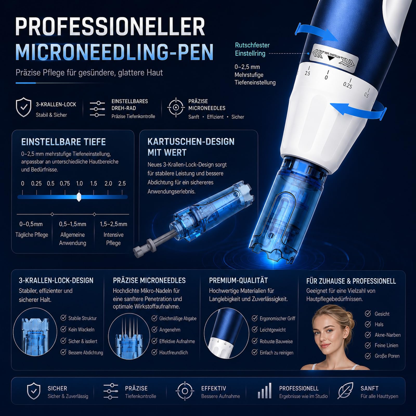 Dr. Pen A11 Kabelloser Hautpflege-Pen Set mit 28 Ersatz-Tips (12×18Pin & 10×36Pin & 6xNanoR), LED-Anzeige, Ergonomisch, Intelligente Aufladung Basis, Für Gesicht & Kosmetische Pflege, Zuhause & Studio