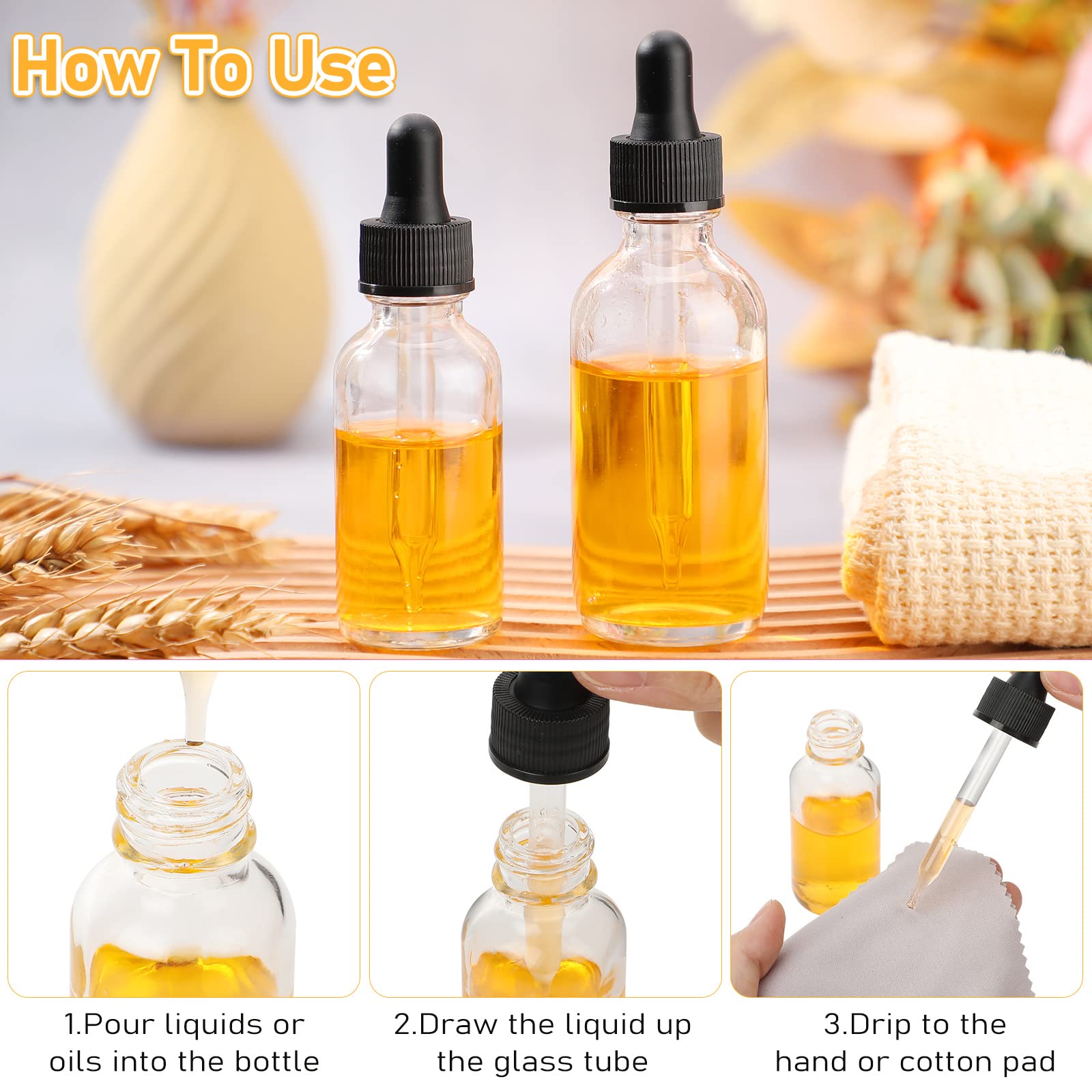 100 Stück 1 oz Glas-Tropfflaschen Glas Augentropfen Flaschen auslaufsichere Glasflaschen mit Pipette leer für ätherische Öle Parfüm (transparent)